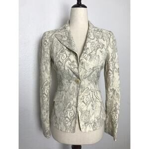 Bebe Jacket Blazer Single Breast Print Metallic Lined